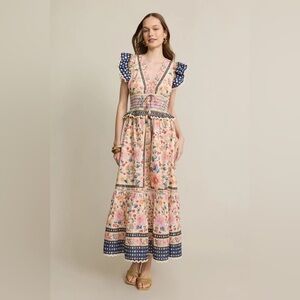 NWOT Farm Rio Superbloom Tapestry Ruffle Maxi Dress